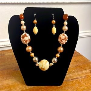 Orange Agate Necklace and Earrings set
